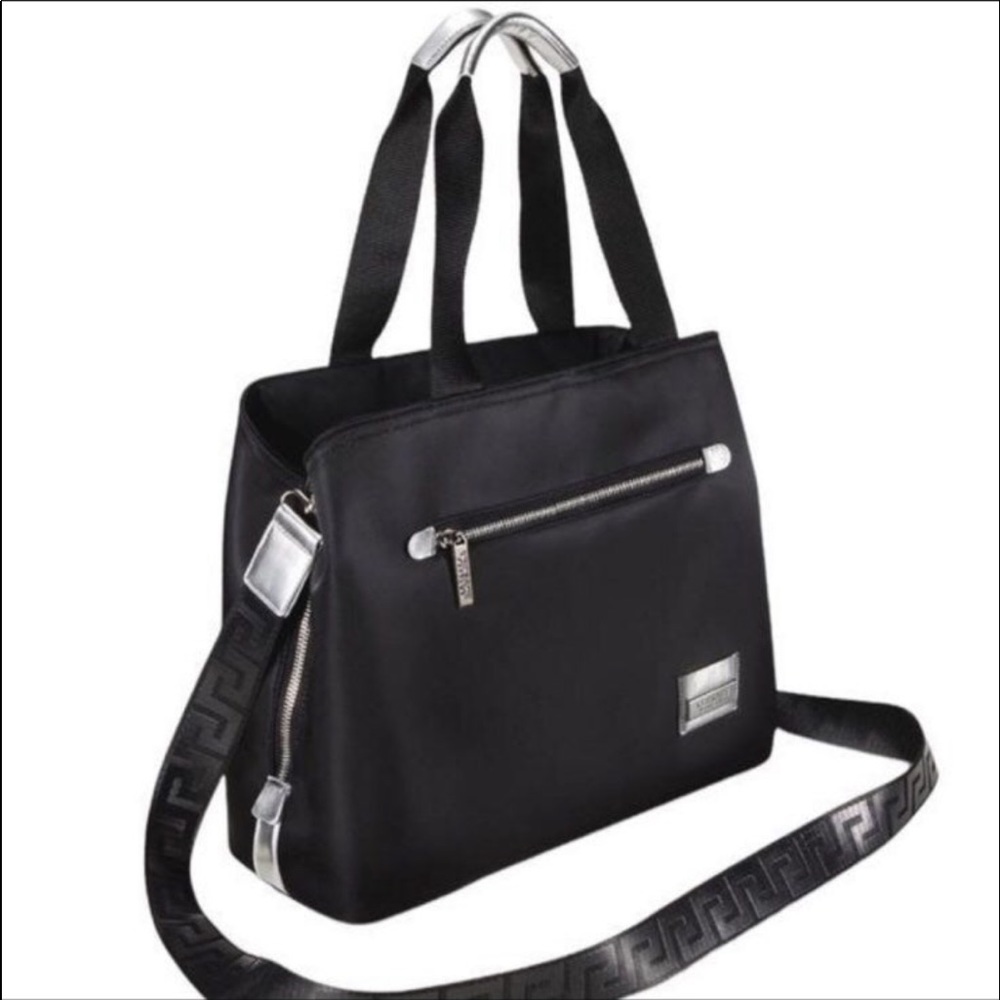 Versace Versace Tote Bag Holdall Weekender Black Metallic Purse Large Handbag